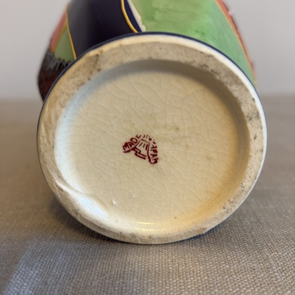 Vintage Japanese Moriage Vase Bird & Tree Motif Gold Accents Cobalt Blue - Picture 4 of 6